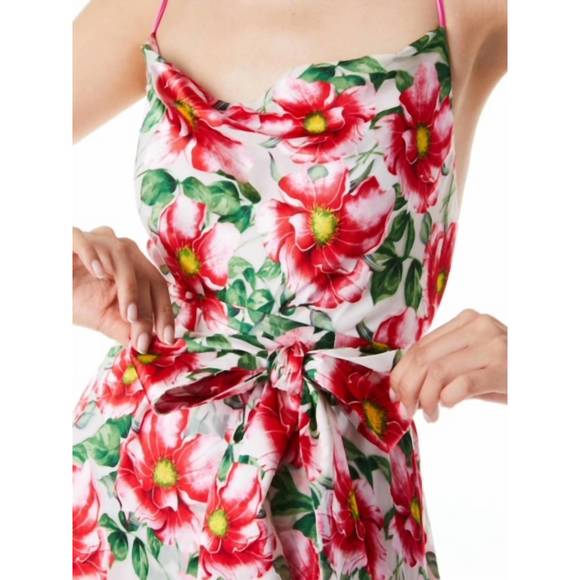 NEW ALICE + OLIVIA samantha cowl midi dress in high tea floral - Picture 4 of 4